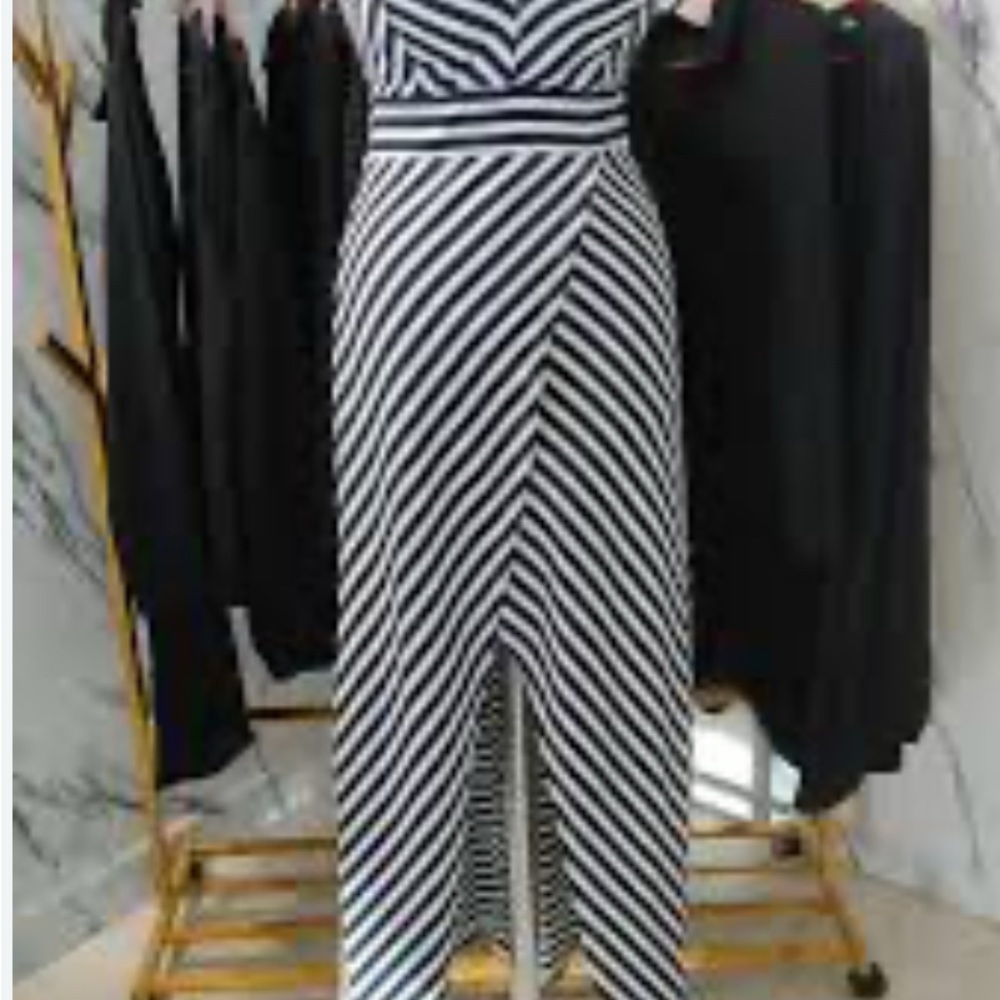 Ashley Stewart Curvy Girl Black and White Striped Dress